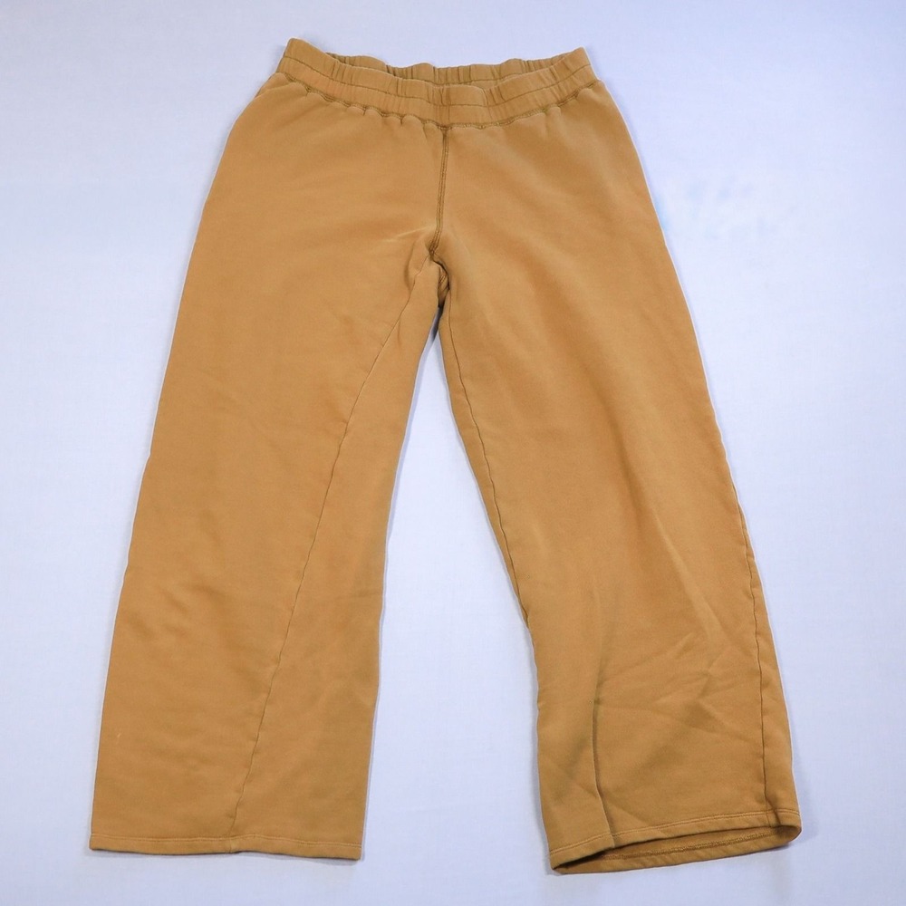 FP Movement Sweatpants Women XS Gold Wide Leg French Terry Back Pocket Yoga Pant